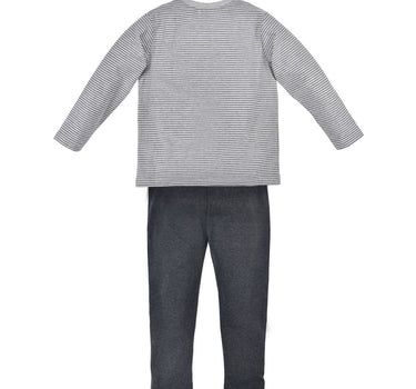 BONDI Jungen Pyjama "Traktor" 33171 | Grau Melange