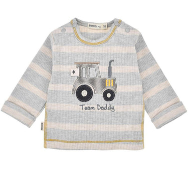 BONDI Baby Jungen Langarmshirt "Team Daddy" 94051 | Stripe Grey/Beige