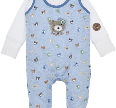 BONDI Baby Strampler Strampelanzug "Bear Club"  94033 | Blue Melange
