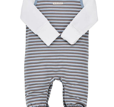 BONDI Baby Strampler Strampelanzug "My Friend" 94016 | Stripe Schoko Blue