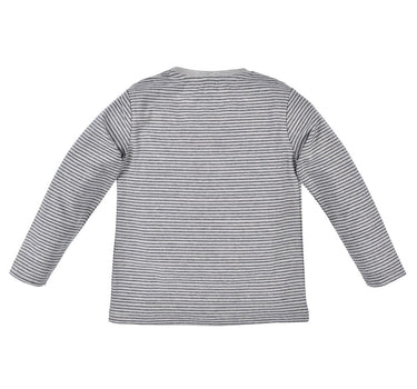 BONDI Jungen Langarmshirt "Feuerwehr" 33161 | Grau Blau Gestreift