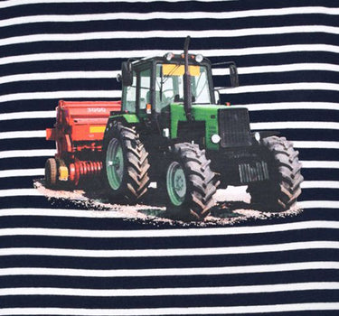 BONDI Jungen T-Shirt "Traktor" 33158 | Blau Weiß Gestreift