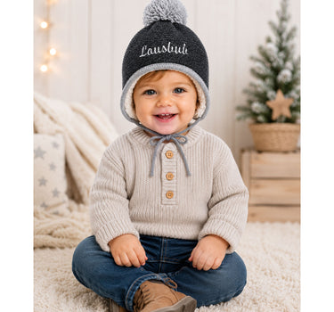 BONDI Baby Kleinkinder Strickmütze "Lausbub" 91584 | Anthra Melange