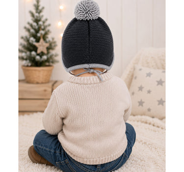 BONDI Baby Kleinkinder Strickmütze "Lausbub" 91584 | Anthra Melange