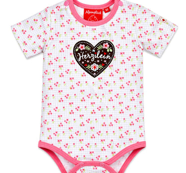 BONDI Baby Kurzarm Body "Herzilein" 86623 | Blumenalloverdruck