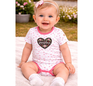BONDI Baby Kurzarm Body "Herzilein" 86623 | Blumenalloverdruck