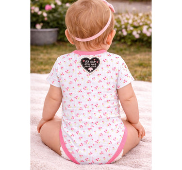 BONDI Baby Kurzarm Body "Herzilein" 86623 | Blumenalloverdruck
