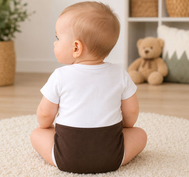 BONDI Baby Body Lederhose "Gipfelkraxler" 905090 | Weiß Braun
