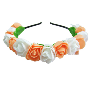 Blumen Haarreif mit Rosen | Apricot Weiß