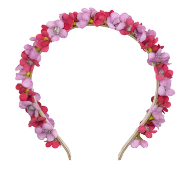 Blumen Haarreif "Elfe" - Schmaler Blütenkranz | Rosa Rot