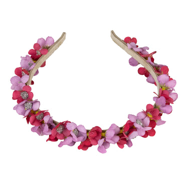Blumen Haarreif "Elfe" - Schmaler Blütenkranz | Rosa Rot