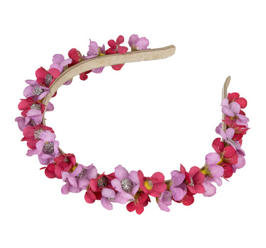 Blumen Haarreif "Elfe" - Schmaler Blütenkranz | Rosa Rot