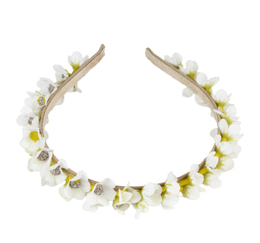 Blumen Haarreif "Elfe" - Schmaler Blütenkranz | Weiß