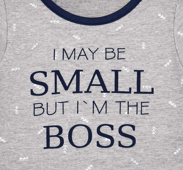 BONDI Baby Langarmbody "Small Boss" 93682 | Grau Navy