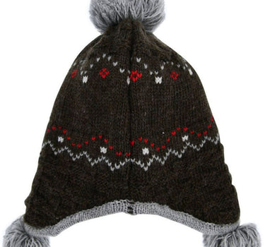 BONDI Jungen Baby Strickmütze "Gipfelkraxler" mit Bommeln 91334 - Braun