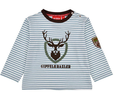 BONDI Baby Jungen Langarmshirt "Hirsch" 91776 | Stripe Blue/Offwhite