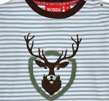 BONDI Baby Jungen Langarmshirt "Hirsch" 91776 | Stripe Blue/Offwhite