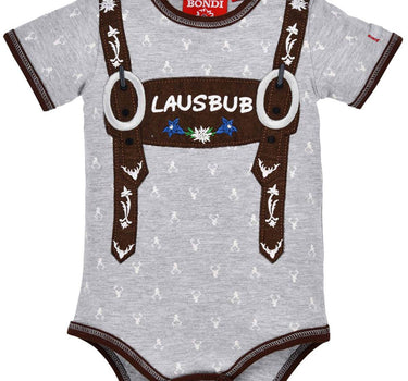 BONDI Baby Kurzarm Body "Lausbub" 91528 | Grey Melange