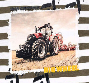 BONDI Jungen T-Shirt "Traktor" 33147 | Stripe Khaki White