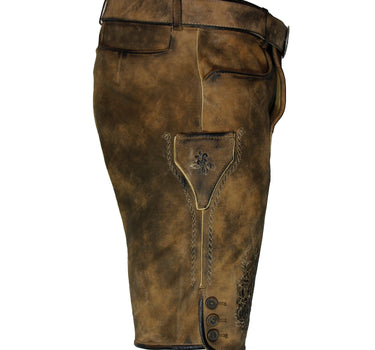 MADDOX Kurze Herren Lederhose "Brienz" mit Gürtel | Nappato Camel