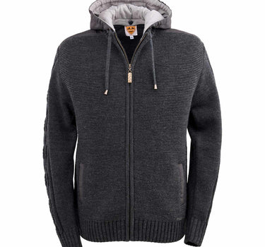 MADDOX Herren Trachten Strickjacke "Bruneck" mit Kapuze | Anthrazit