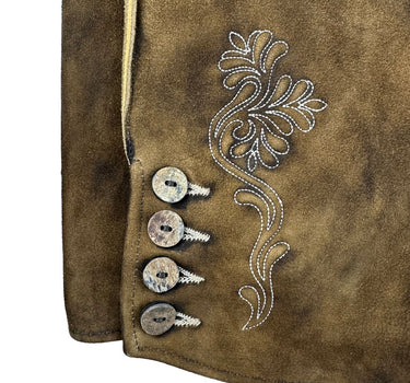 Buchberger Kurze Lederhose "Hubert 3" mit Gürtel | Ziegenvelours Braun Used