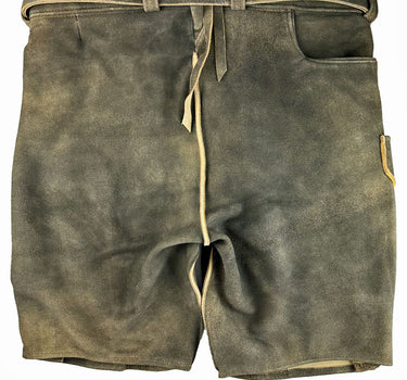 Buchberger Kurze Lederhose "Karl 1" mit Gürtel | Ziegenvelours Braun Grün