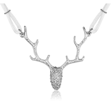 LUISIA® Halskette "Nicola" mit Strass Hirschkopf | Weiß