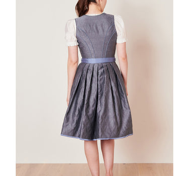 Krüger Collection Dirndl "Alexandra" mit Spitzenschürze | Grau 60cm