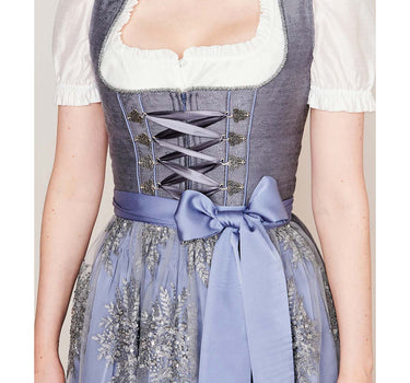 Krüger Collection Dirndl "Alexandra" mit Spitzenschürze | Grau 60cm