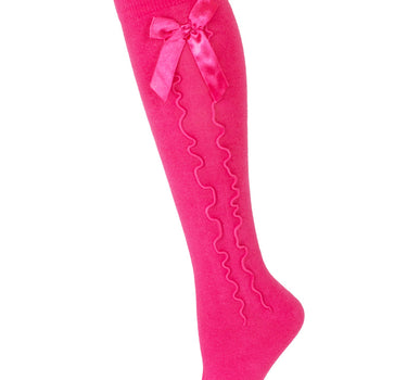 Trachten Kniestrümpfe mit Schleife für Damen | Pink