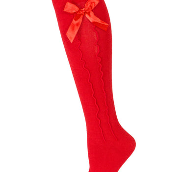 Trachten Kniestrümpfe mit Schleife für Damen | Rot