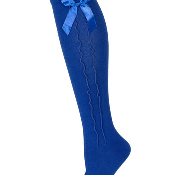 Trachten Kniestrümpfe mit Schleife für Damen | Royalblau