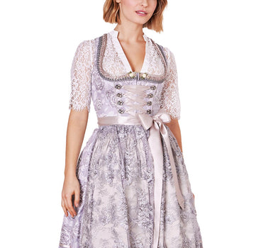 Krüger MADL Dirndl "Lenore" mit Spitzenschürze 414866 | Grau 60cm
