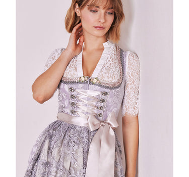 Krüger MADL Dirndl "Lenore" mit Spitzenschürze 414866 | Grau 60cm