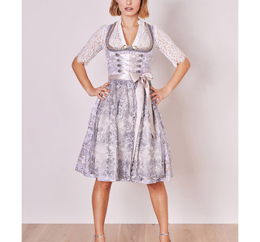 Krüger MADL Dirndl "Lenore" mit Spitzenschürze 414866 | Grau 60cm