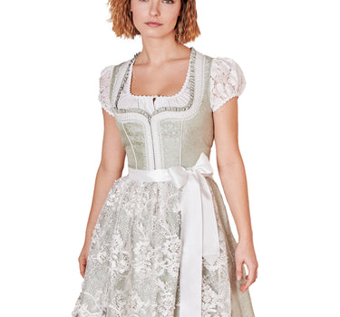 Krüger MADL Dirndl "Zephyra" mit Spitzenschürze 414267 | Hellgrün 50cm
