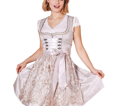 Krüger MADL Dirndl "Vivien" mit Spitzenschürze 414867 | Beige 50cm