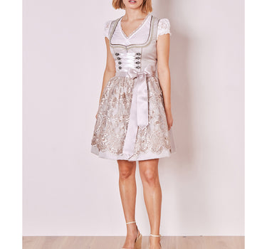 Krüger MADL Dirndl "Vivien" mit Spitzenschürze 414867 | Beige 50cm