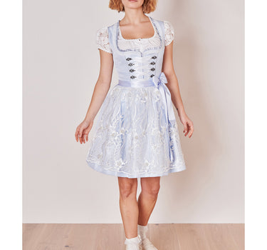 Krüger MADL Dirndl "Samantha" mit Spitzenschürze 419167 | Hellblau 50cm