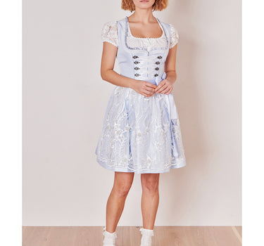 Krüger MADL Dirndl "Samantha" mit Spitzenschürze 419167 | Hellblau 50cm