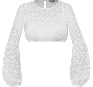 MarJo Dirndlbluse "Eitting" Langarm | Offwhite