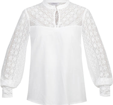 MarJo Spitzenshirt "Galinda-Majara" Langarm 992700 | Off-White Trachtenbluse