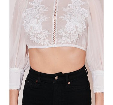 Krüger Collection 3/4 Arm Dirndlbluse "Felia" mit Spitze 214467 | Ecru