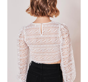 Krüger Collection Langarm Dirndlbluse "Claire" mit Spitze 214166 | Ecru