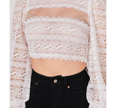 Krüger Collection Langarm Dirndlbluse "Claire" mit Spitze 214166 | Ecru