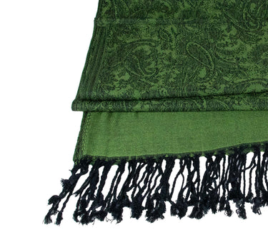 Halstuch aus Viscose - Stola Schal 185 x 70 cm | Grün / Schwarz