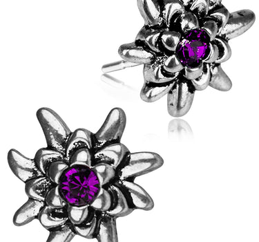 LUISIA® Edelweiß Ohrstecker "Emilia" mit Kristallen von Swarovski® | Pflaume / Amethyst