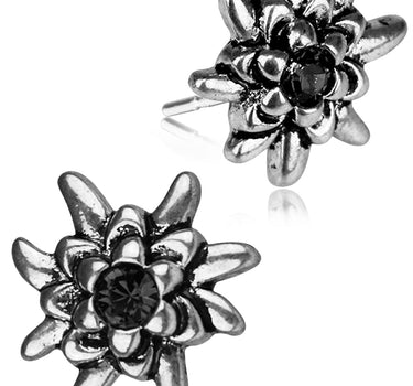 LUISIA® Edelweiß Ohrstecker "Emilia" mit Kristallen von Swarovski® | Schwarz / Jet