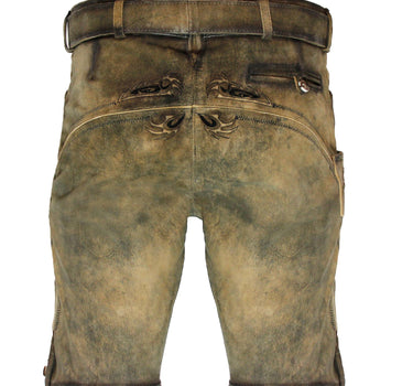 MADDOX Kurze Herren Lederhose "Felixsee" mit Gürtel | Antik H. Antik